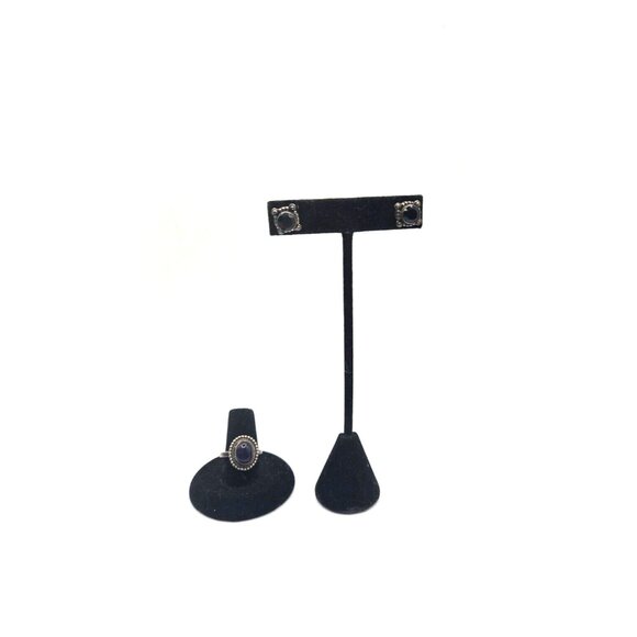 Vintage Sterling Silver and Amethyst Ring and Earring Jewelry Set - Picture 3 of 7